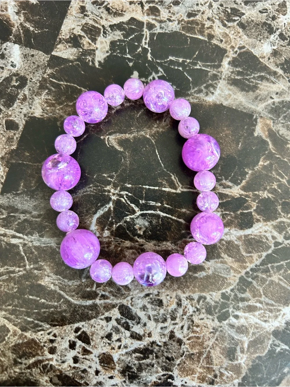 Handmade Purple Beaded Stretch Bracelet - Women Jewelry